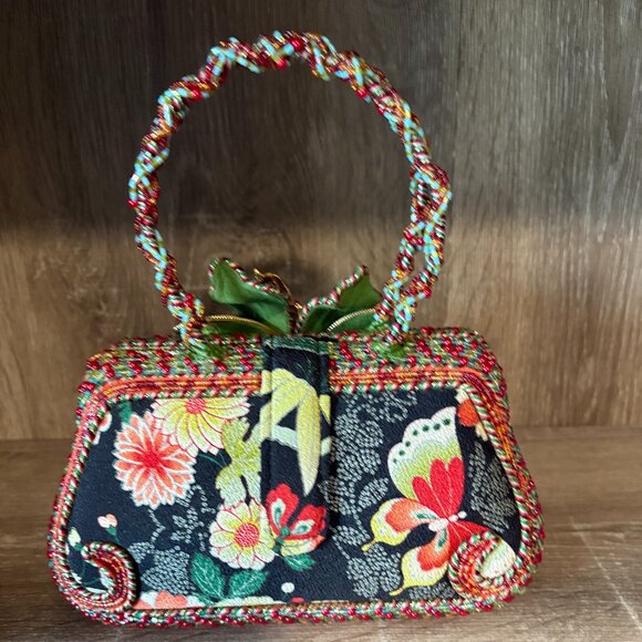 MARY FRANCIS Holiday Beaded Floral Handbag NWOT - Picture 2 of 6